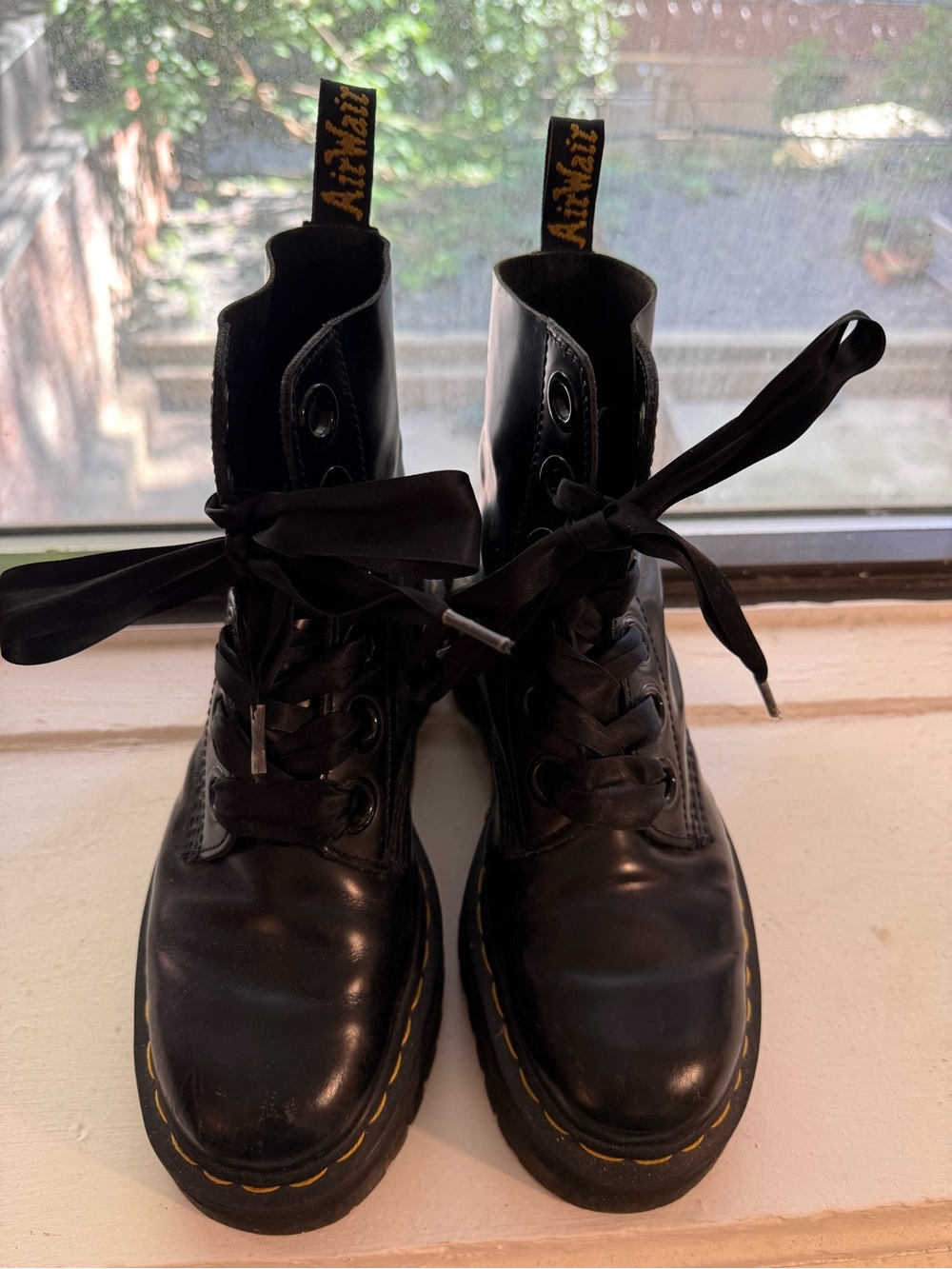 Dr. Martens Black Leather Platform Combat Boots